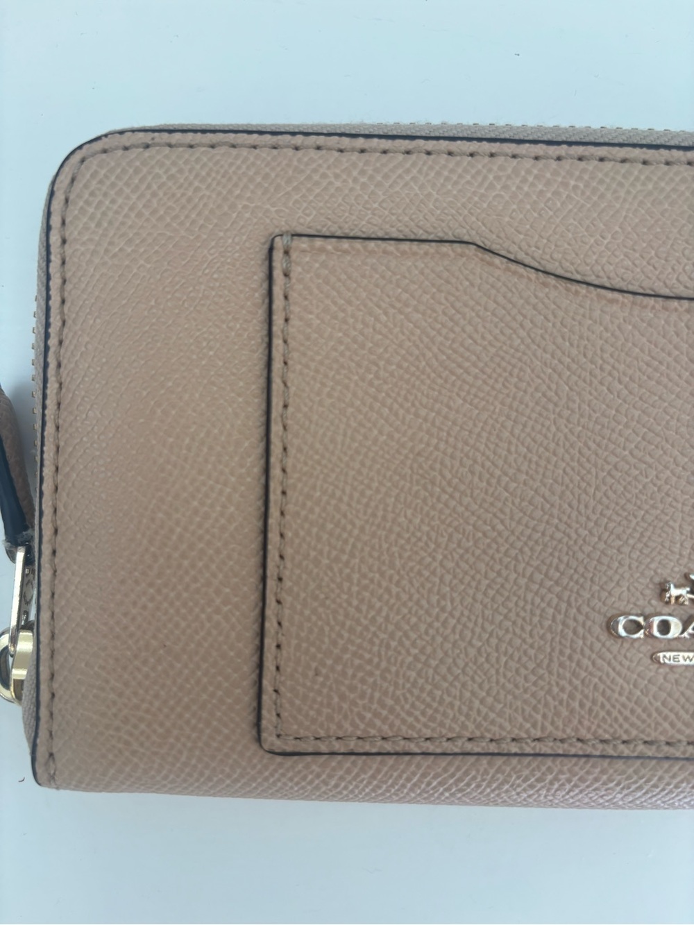 Coach Taupe Leather Zip-Around Wallet with Exterior Card Slot - Picture 7 of 12